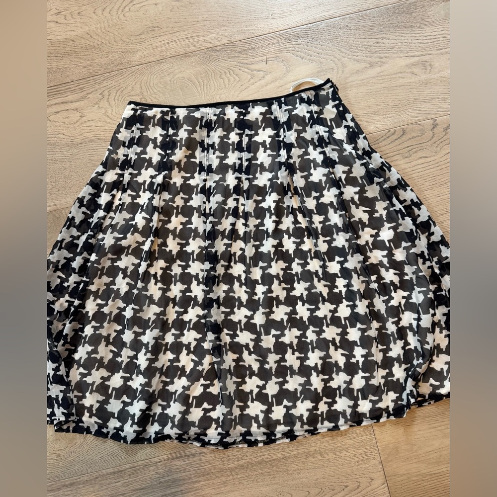 Anthropologie Lapis Black and White Fit & Flare Women's Skirt 100% silk size LP